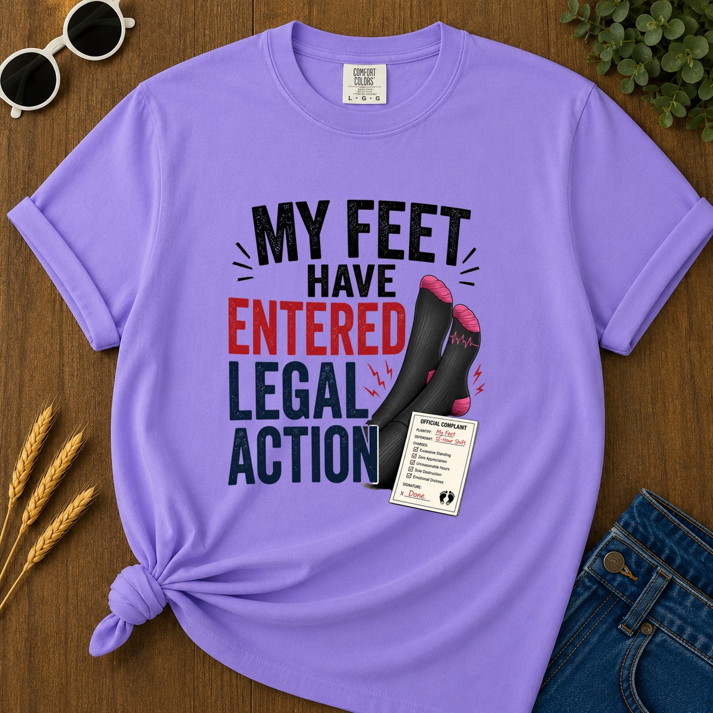 Feet Entered Legal Action T-Shirt - Violet