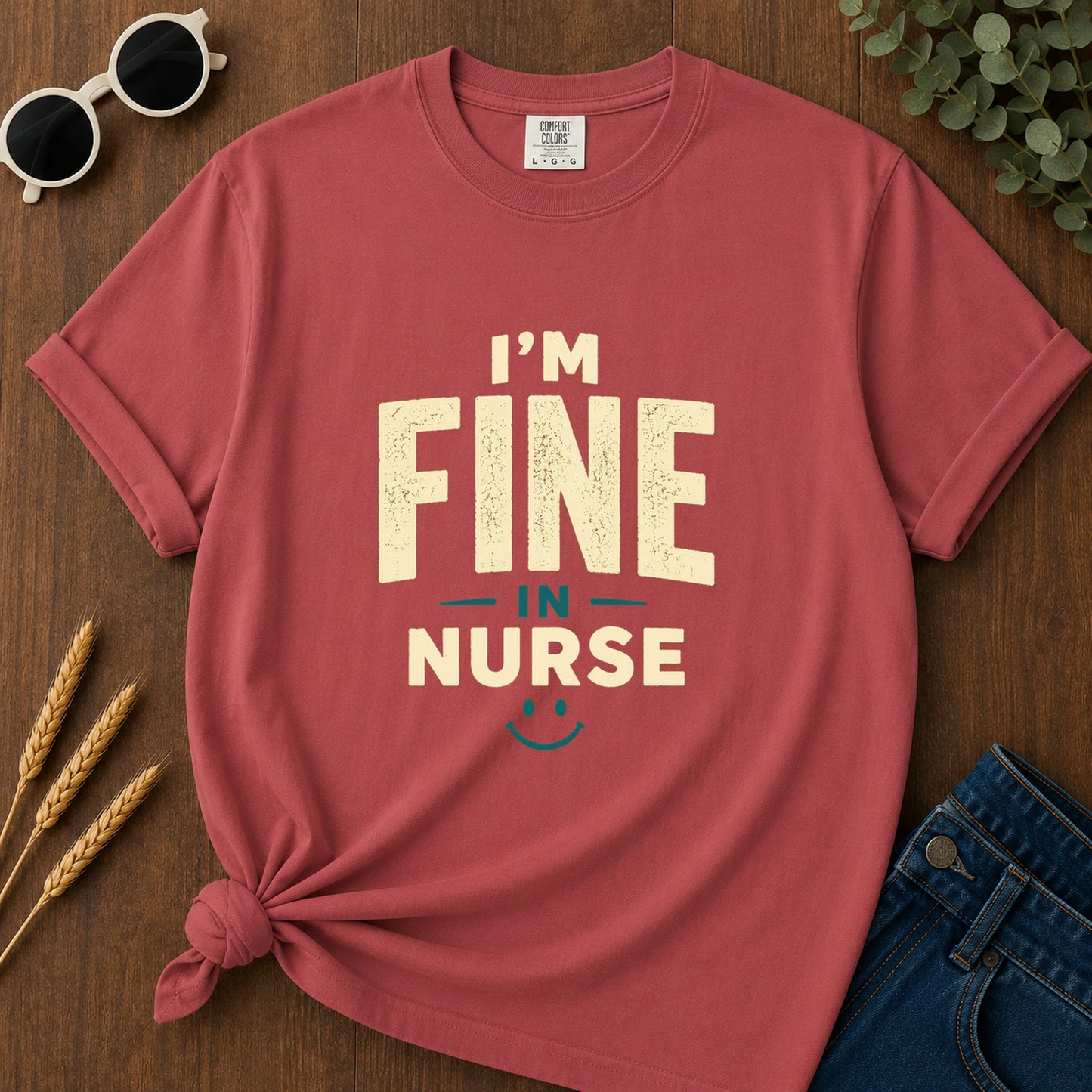 Fine In Nurse T-Shirt - Crimson