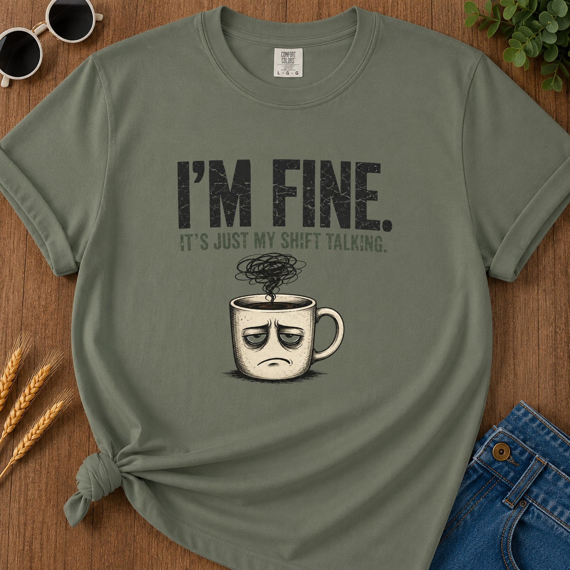 Fine Shift Talking T-Shirt - Moss