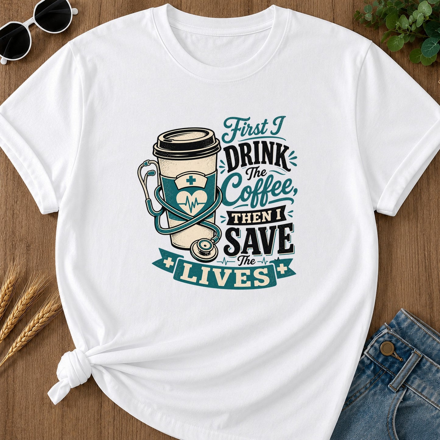 First I Drink Coffee T-Shirt - White