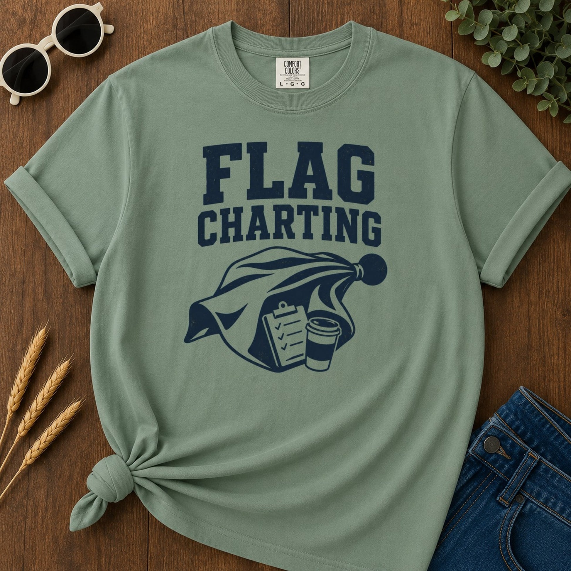 Flag Charting T-shirt - Light Green Mockup