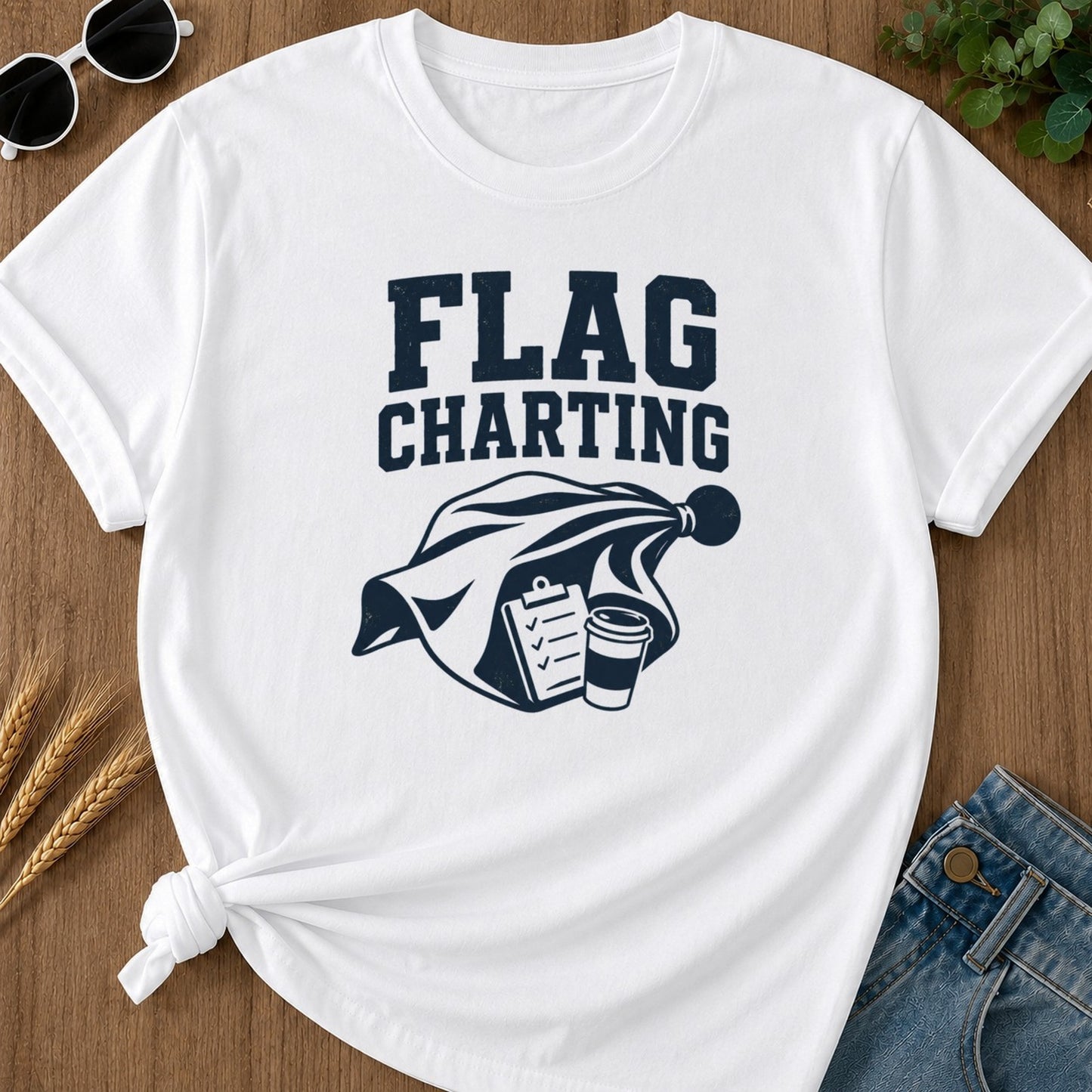 Flag Charting T-shirt - White Mockup