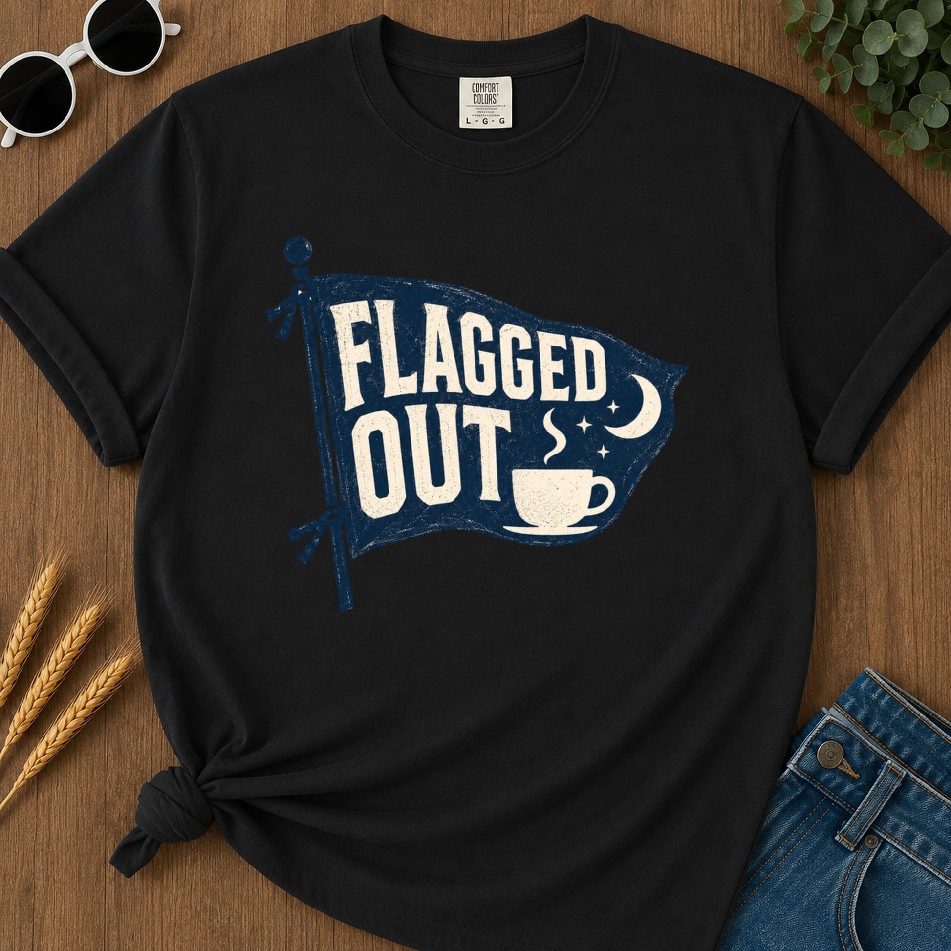 Flagged Out T-shirt - Black Mockup