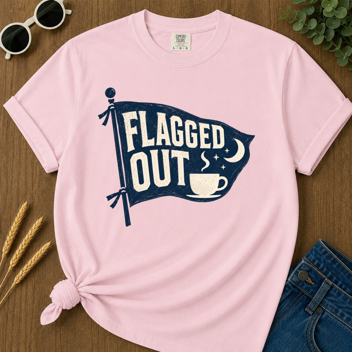 Flagged Out T-shirt - Blossom Mockup