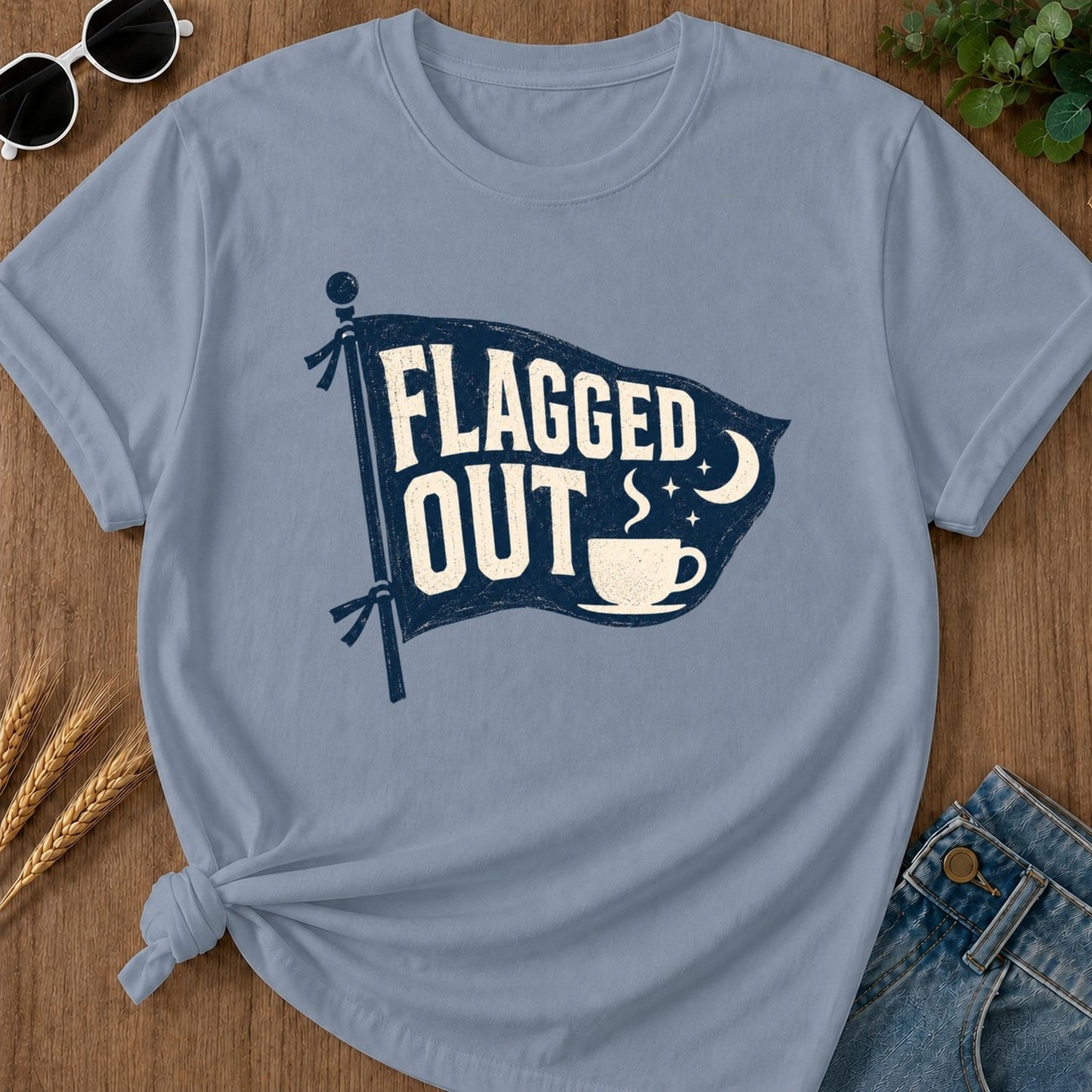 Flagged Out T-shirt - Blue Jean Mockup