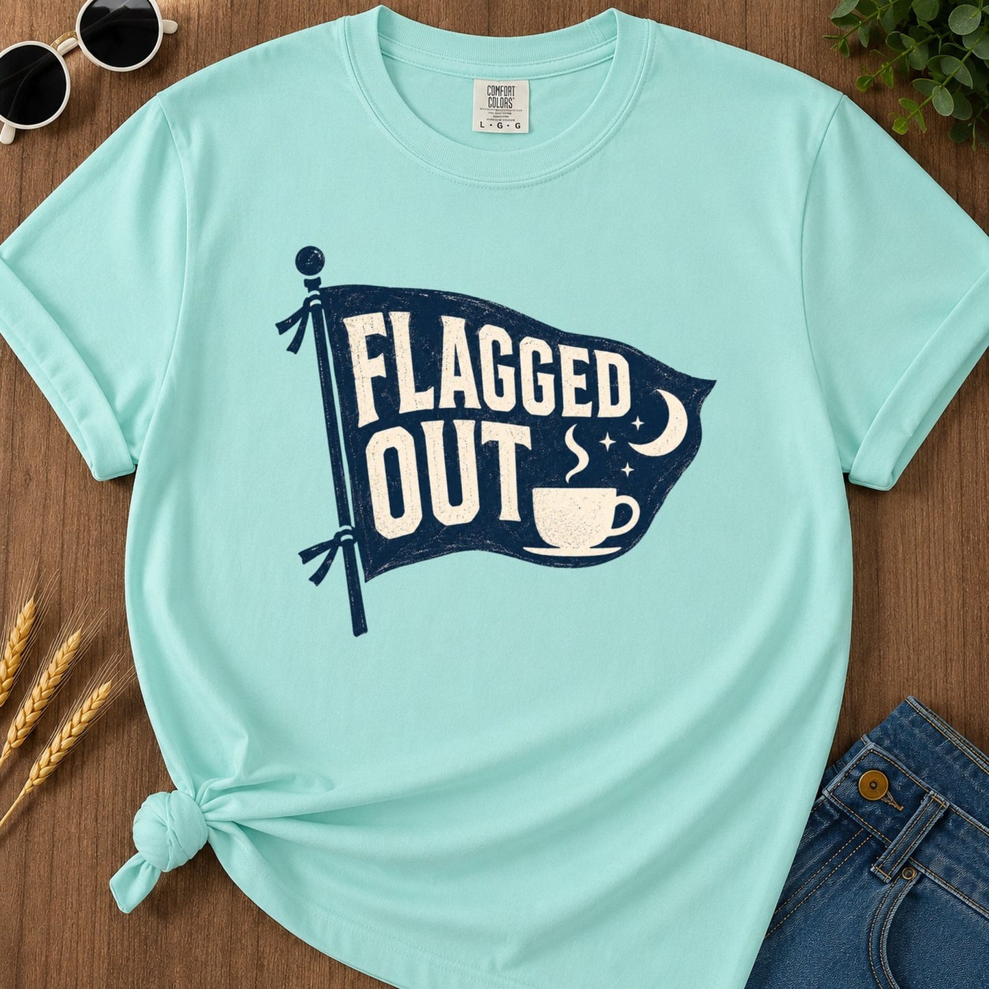 Flagged Out T-shirt - Chalky Mint Mockup