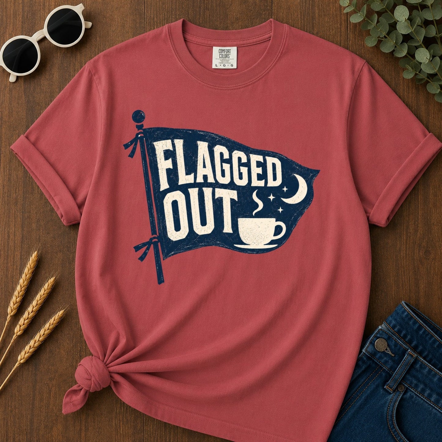 Flagged Out T-shirt - Crimson Mockup