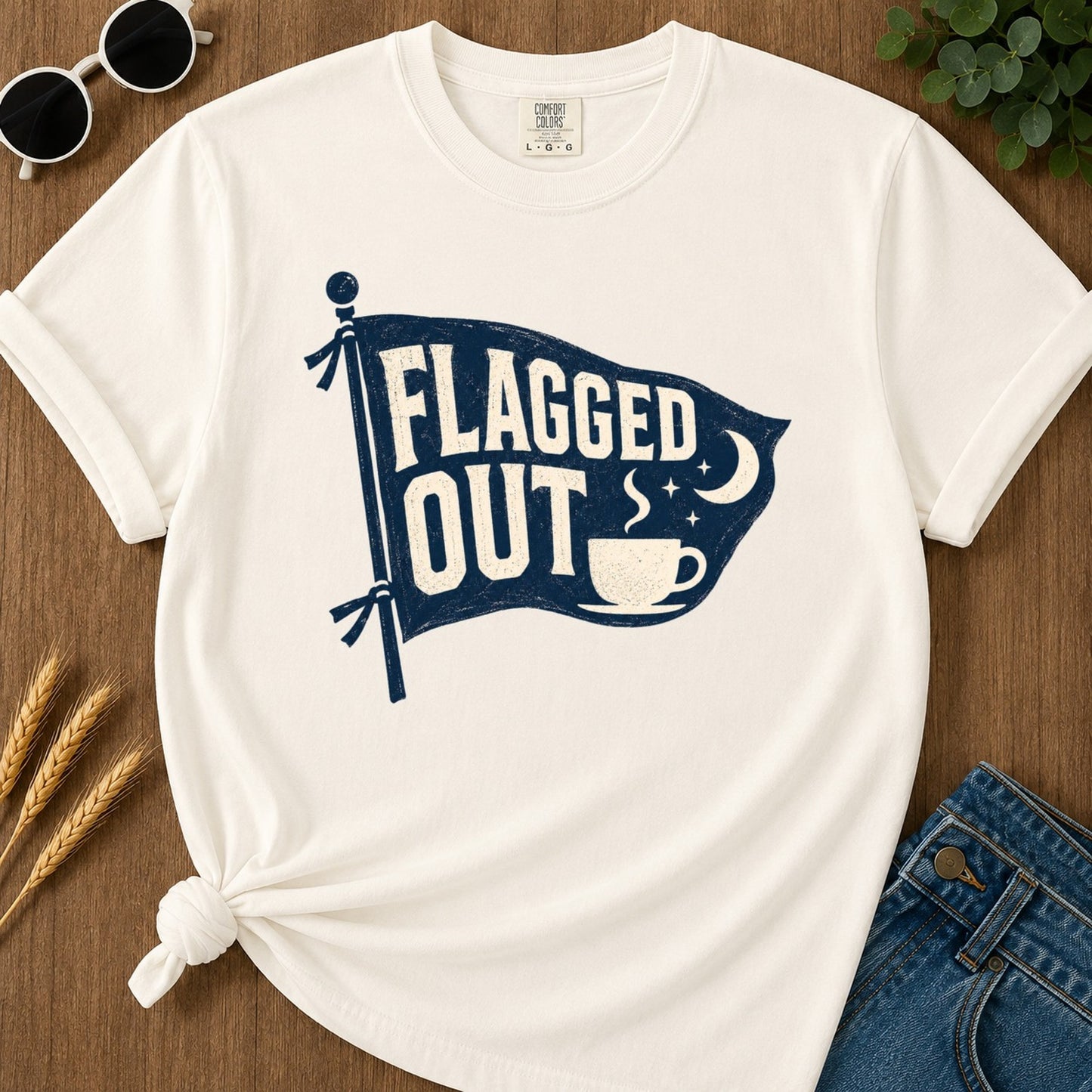 Flagged Out T-shirt - Ivory Mockup