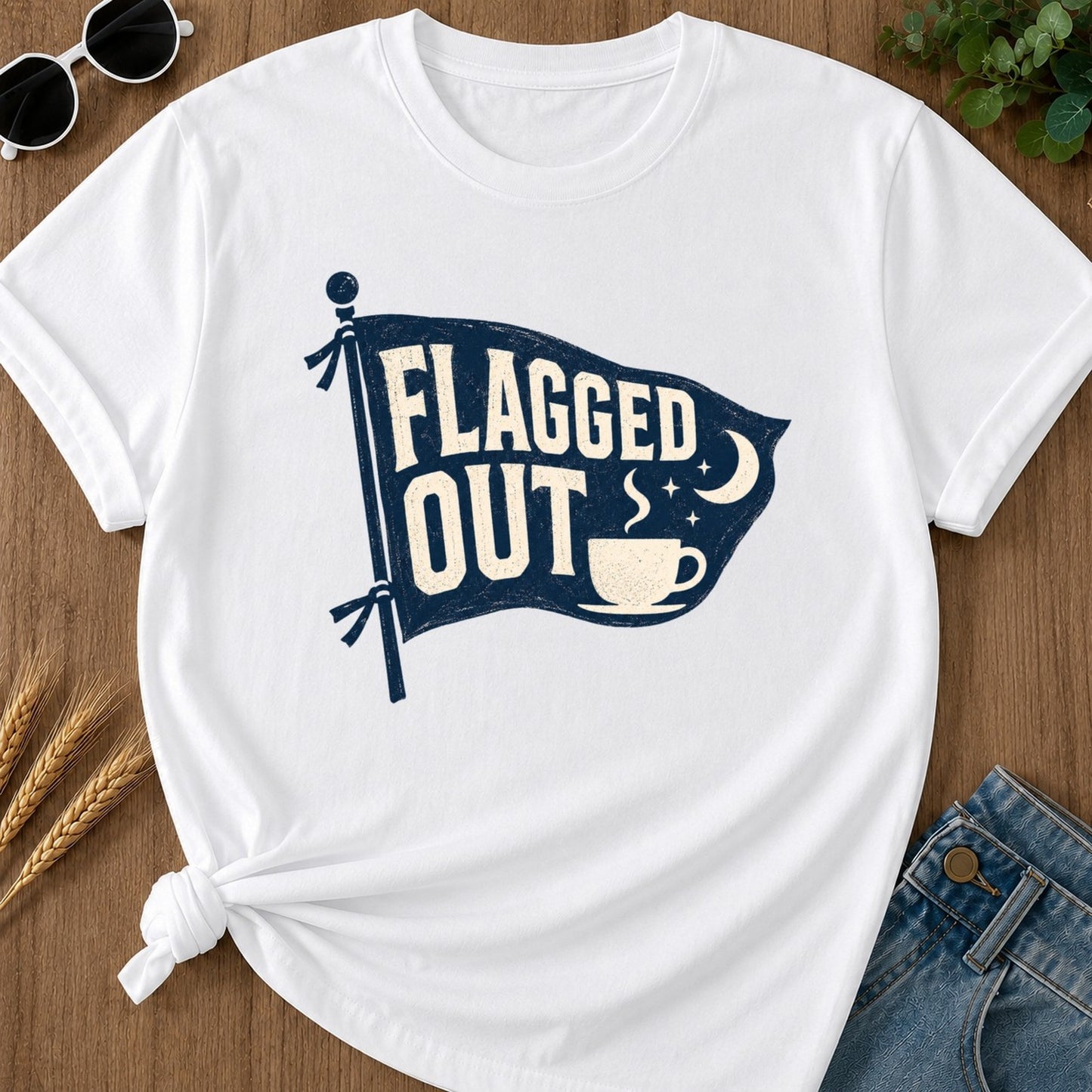 Flagged Out T-shirt - White Mockup
