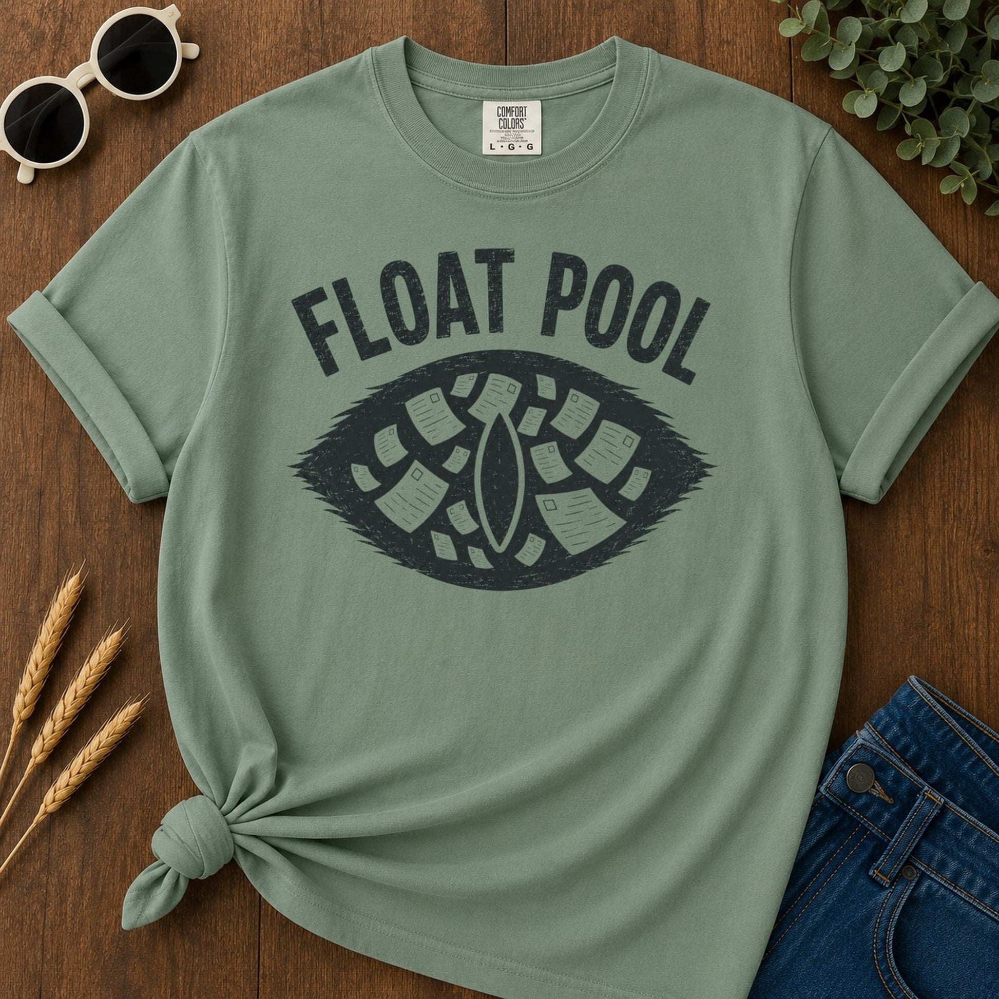 Float Pool T-shirt - Light Green Mockup