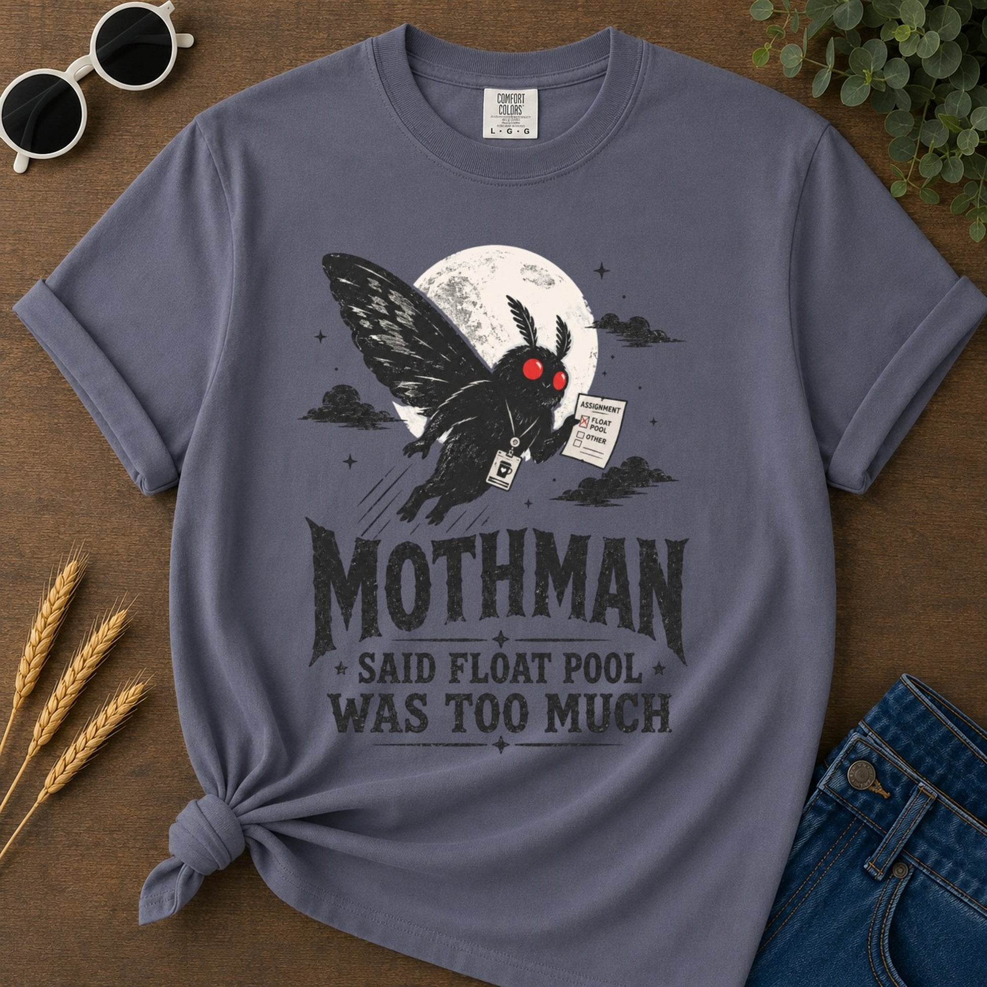 Float Pool Mothman T-shirt - Navy Mockup