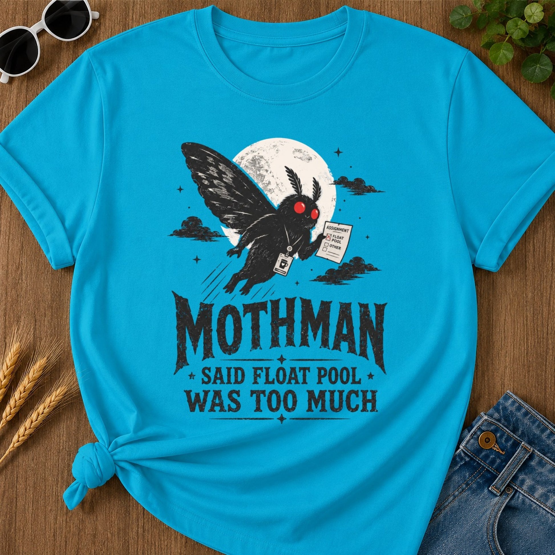 Float Pool Mothman T-shirt - Sapphire Mockup