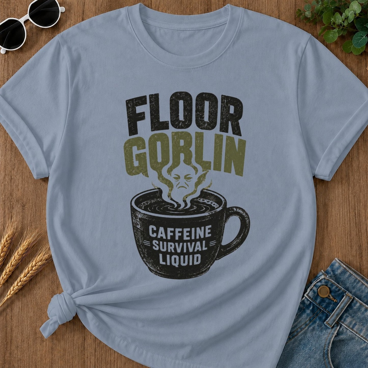Floor Goblin T-shirt - Blue Jean Mockup