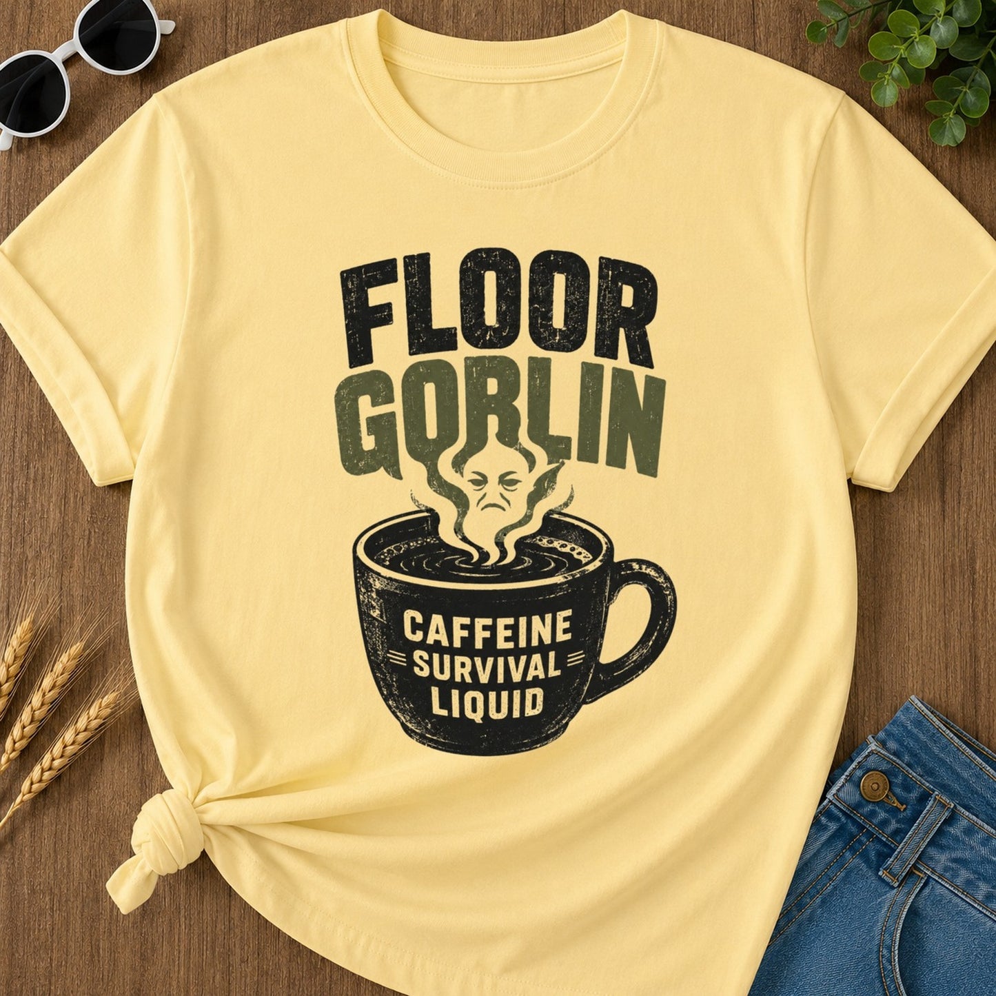 Floor Goblin T-shirt - Butter Mockup