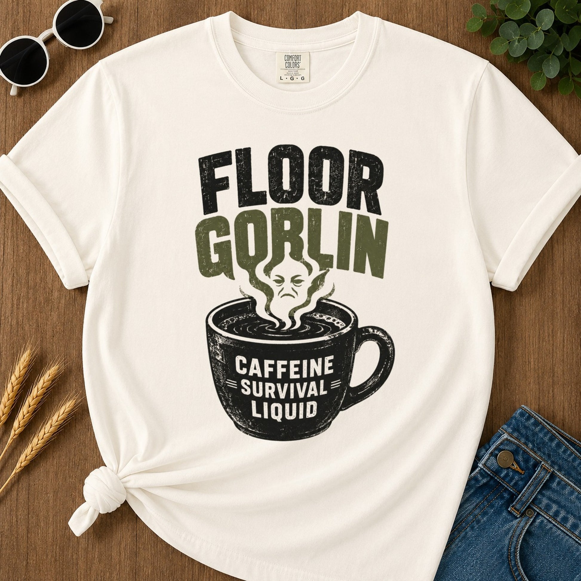 Floor Goblin T-shirt - Ivory Mockup