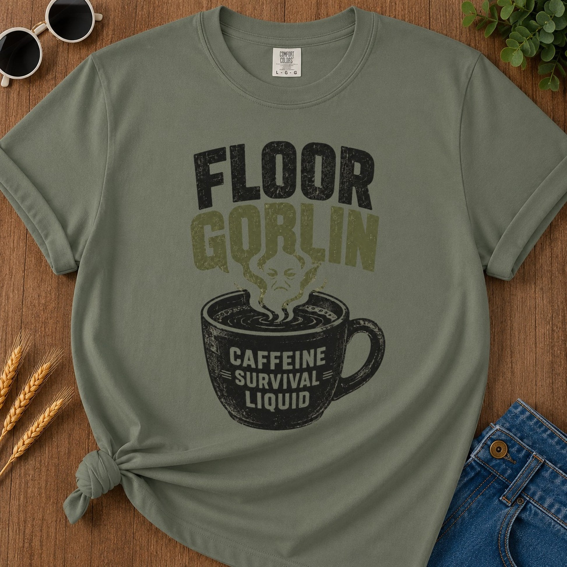 Floor Goblin T-shirt - Moss Mockup