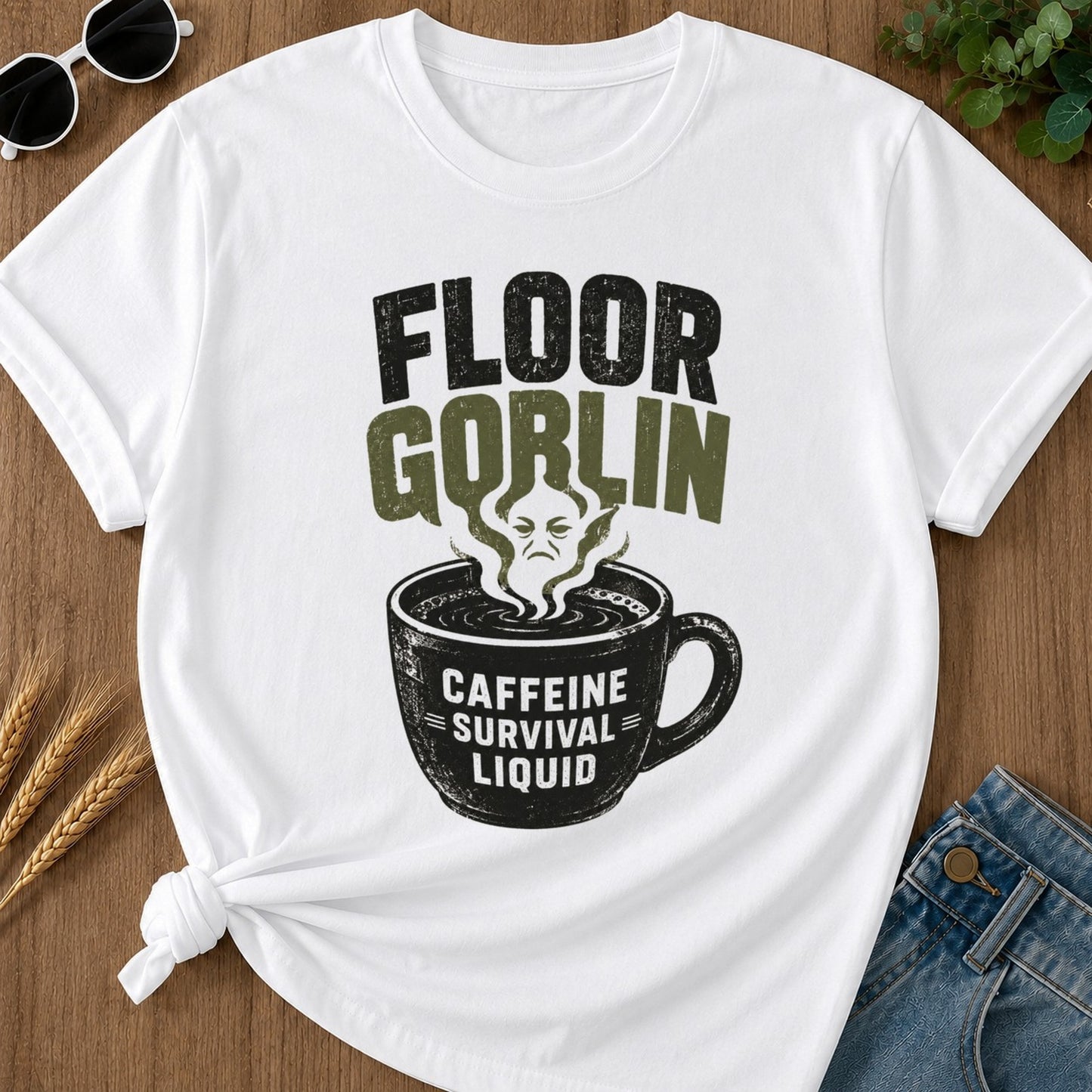 Floor Goblin T-shirt - White Mockup