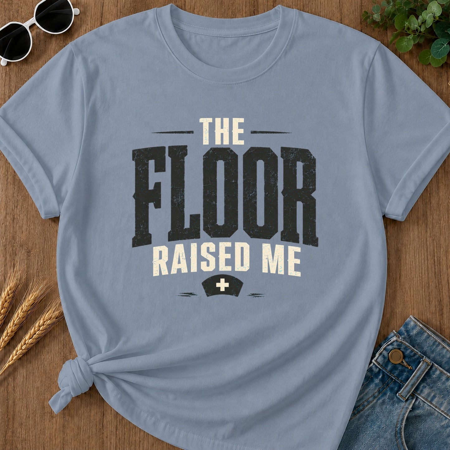 Floor Raised Me T-Shirt - Blue Jean