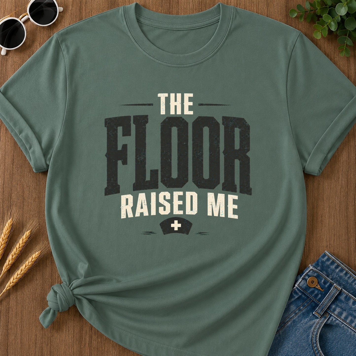 Floor Raised Me T-Shirt - Blue Spruce