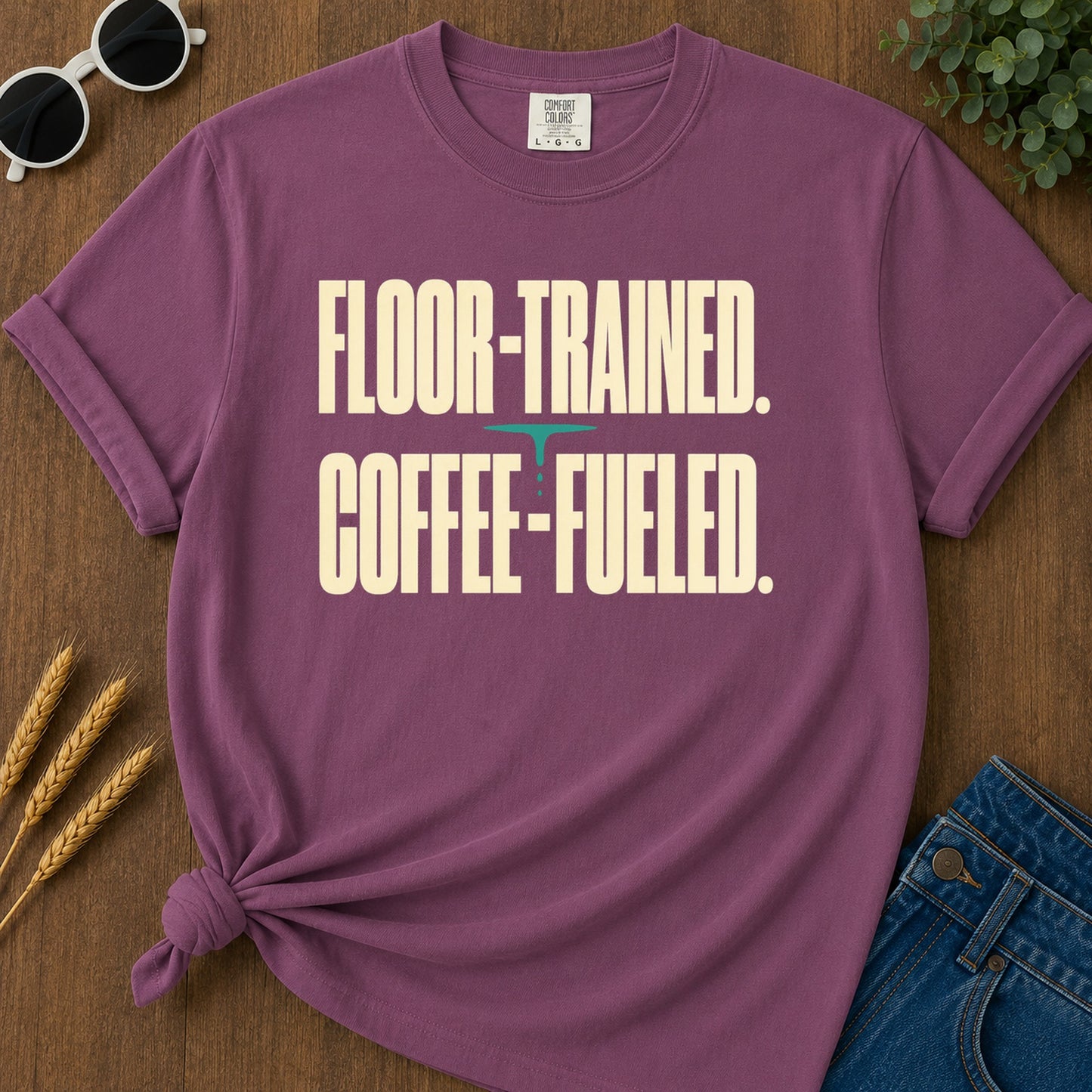 Floor Trained Coffee Fueled T-Shirt - Berry