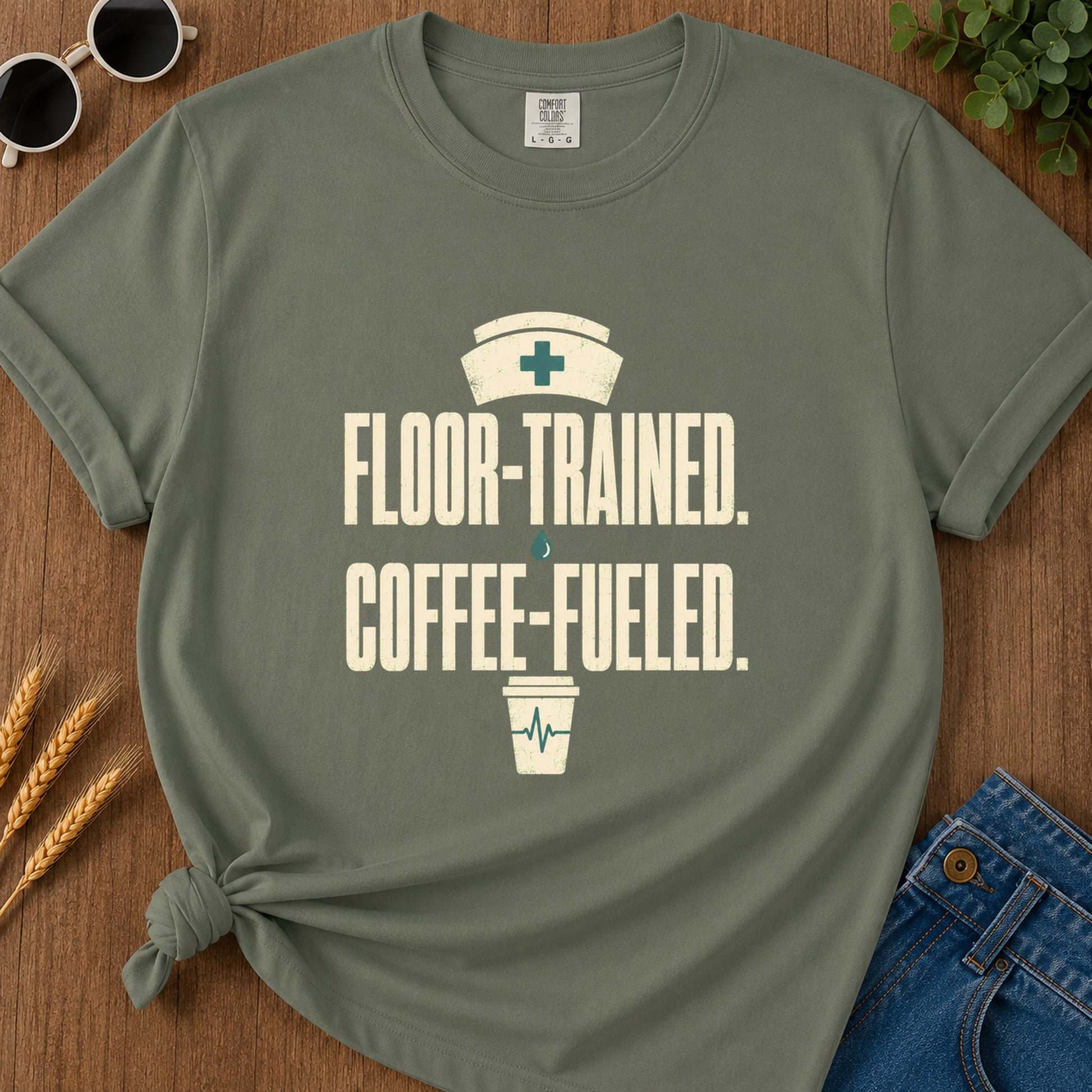 Floor Trained Coffee T-Shirt - Moss