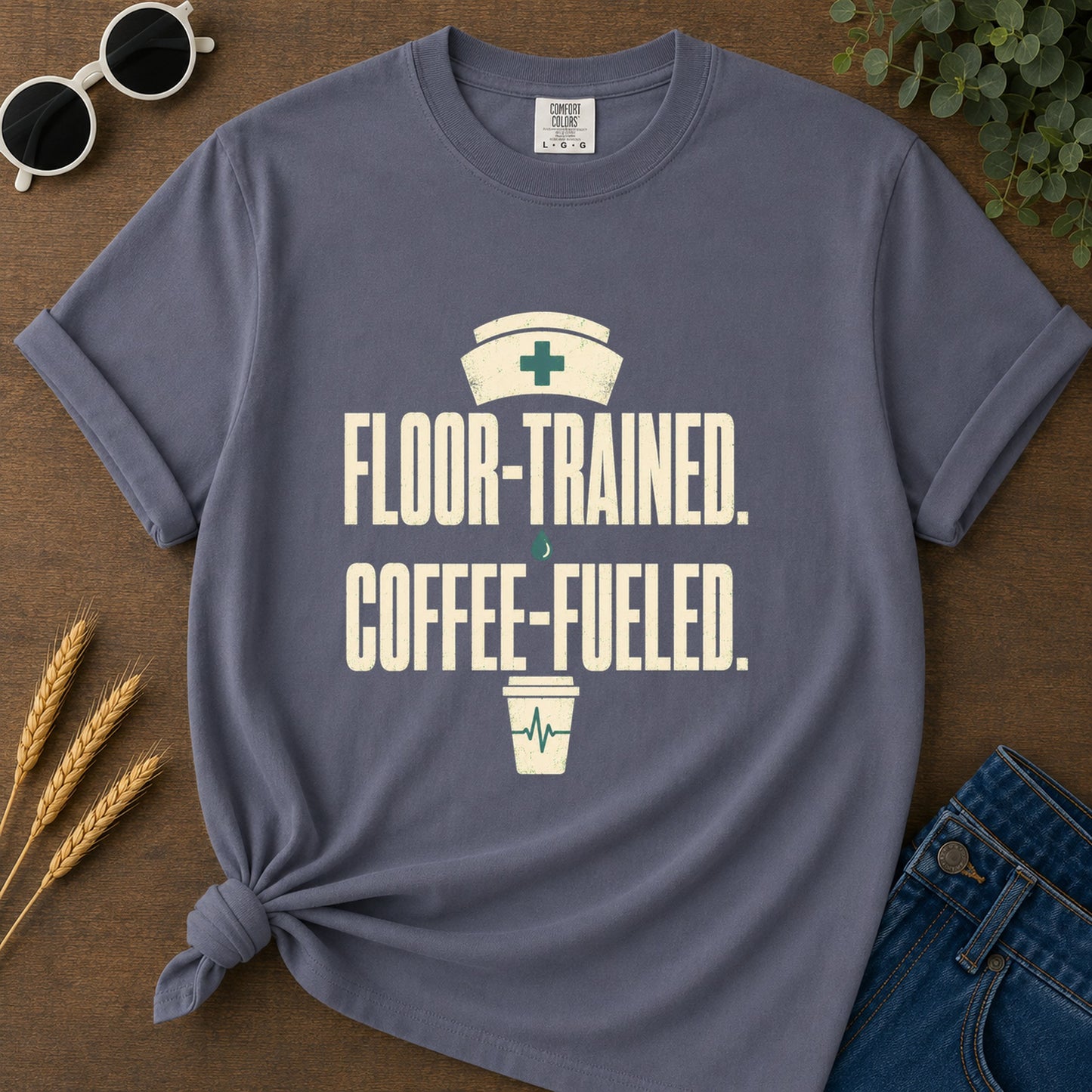 Floor Trained Coffee T-Shirt - Navy