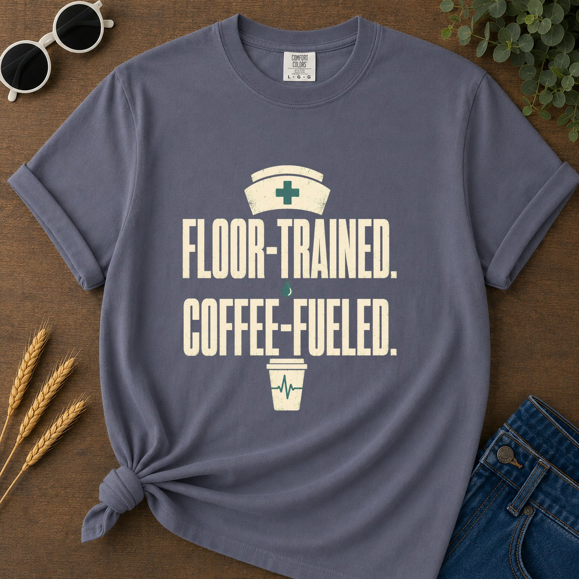 Floor Trained Coffee T-Shirt - Navy