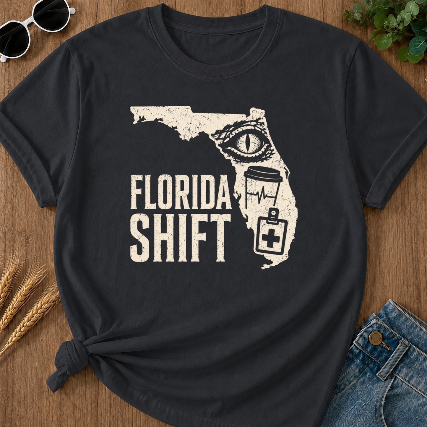 Florida Shift T-shirt - Graphite Mockup