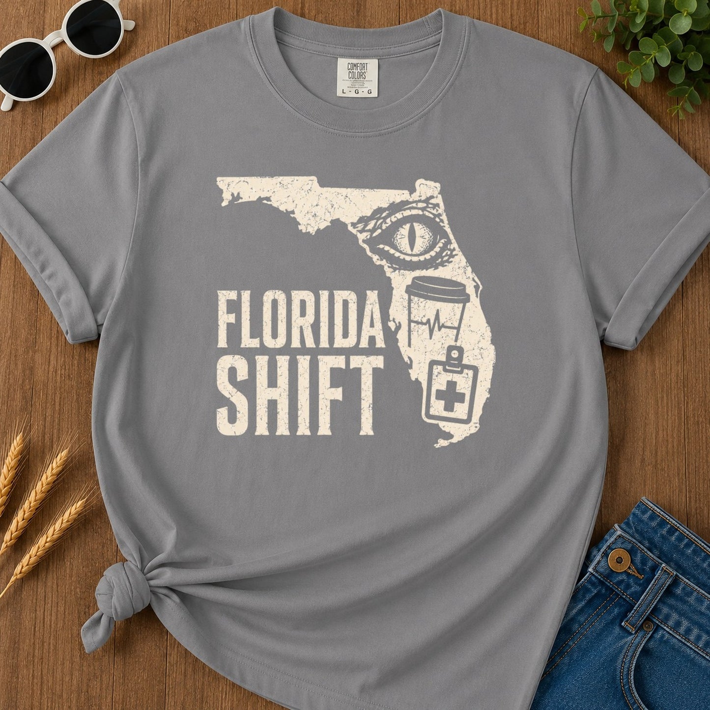 Florida Shift T-shirt - Grey Mockup