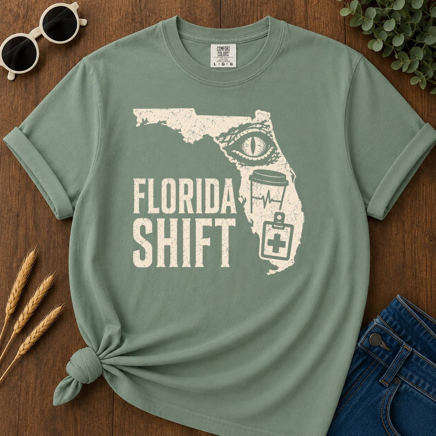 Florida Shift T-shirt - Light Green Mockup