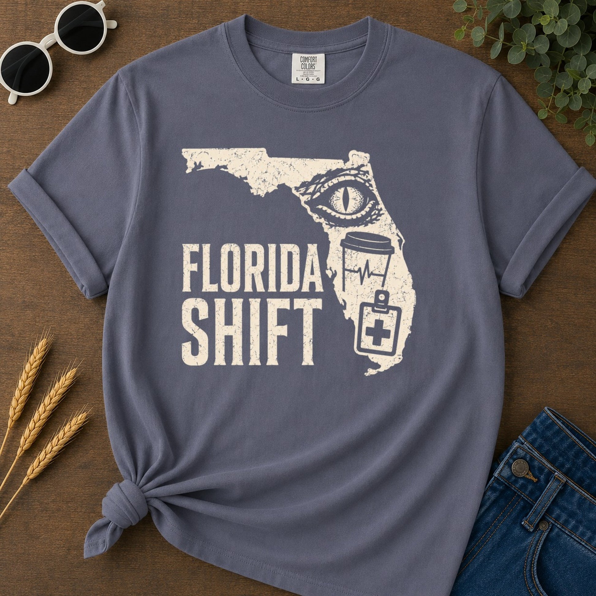 Florida Shift T-shirt - Navy Mockup