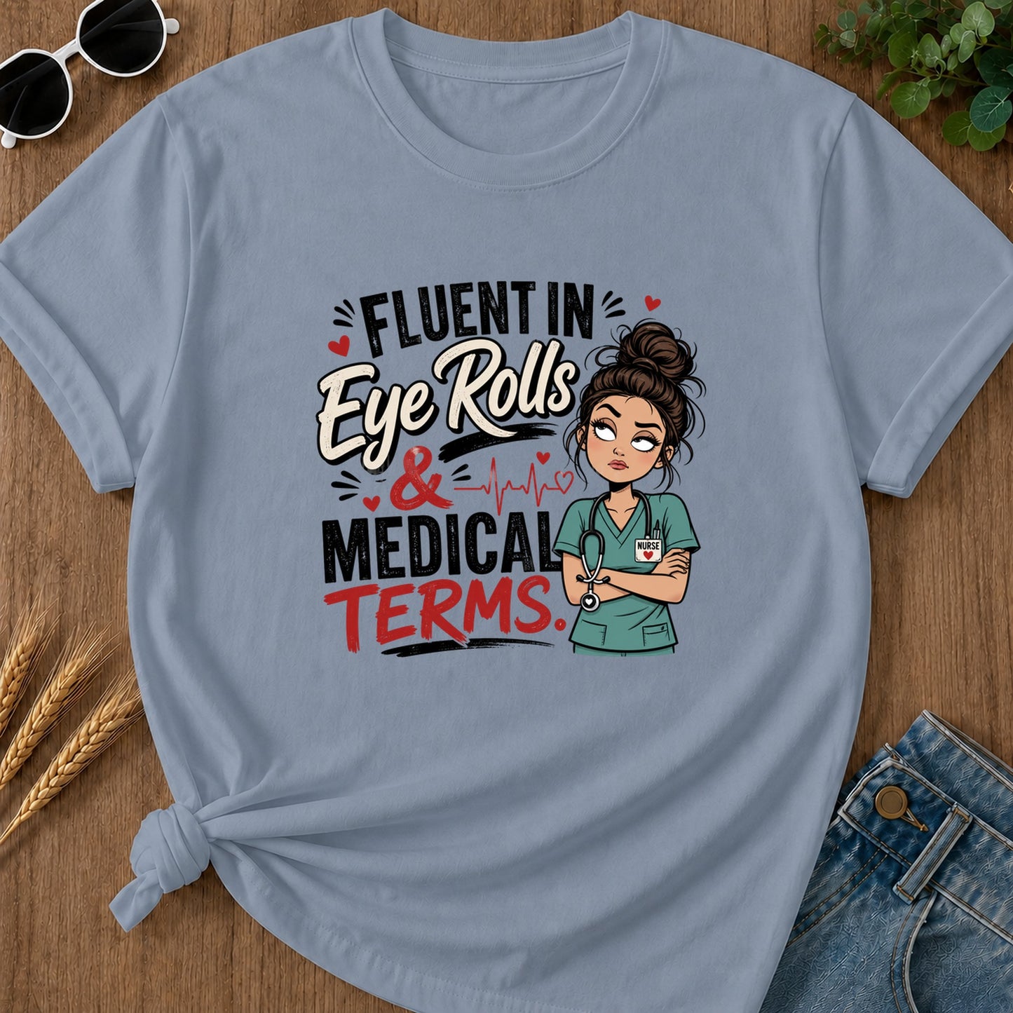 Fluent Eye Rolls T-Shirt - Blue Jean
