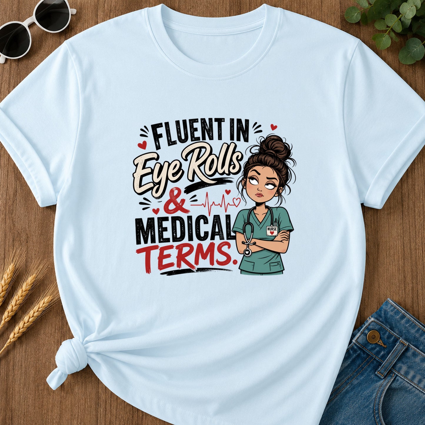 Fluent Eye Rolls T-Shirt - Chambray