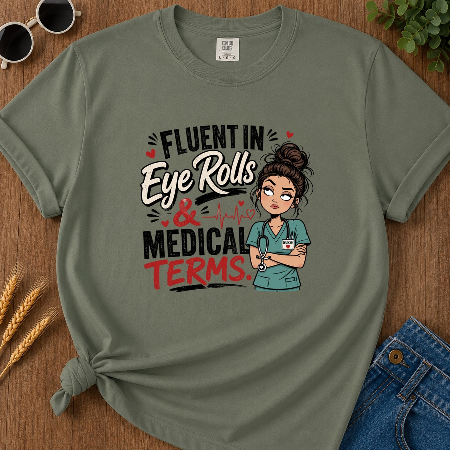 Fluent Eye Rolls T-Shirt - Moss