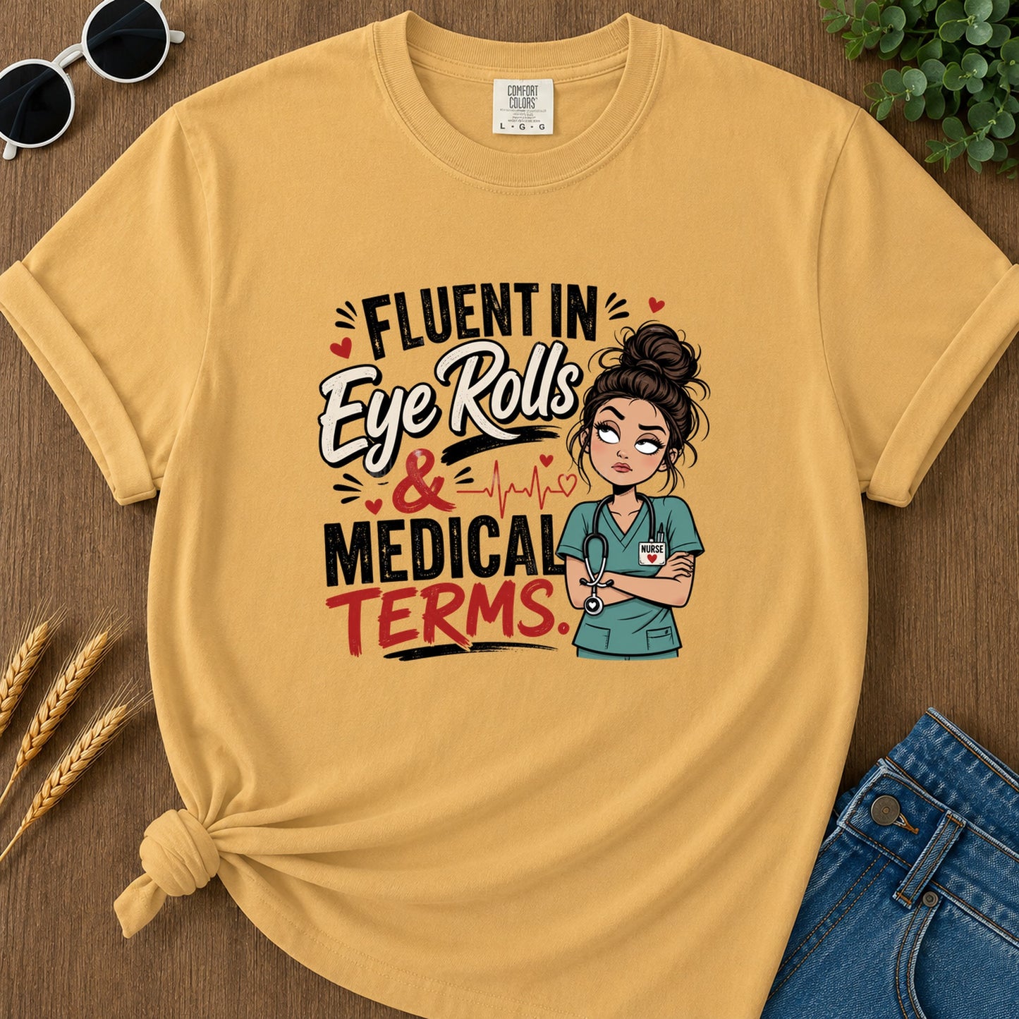 Fluent Eye Rolls T-Shirt - Mustard