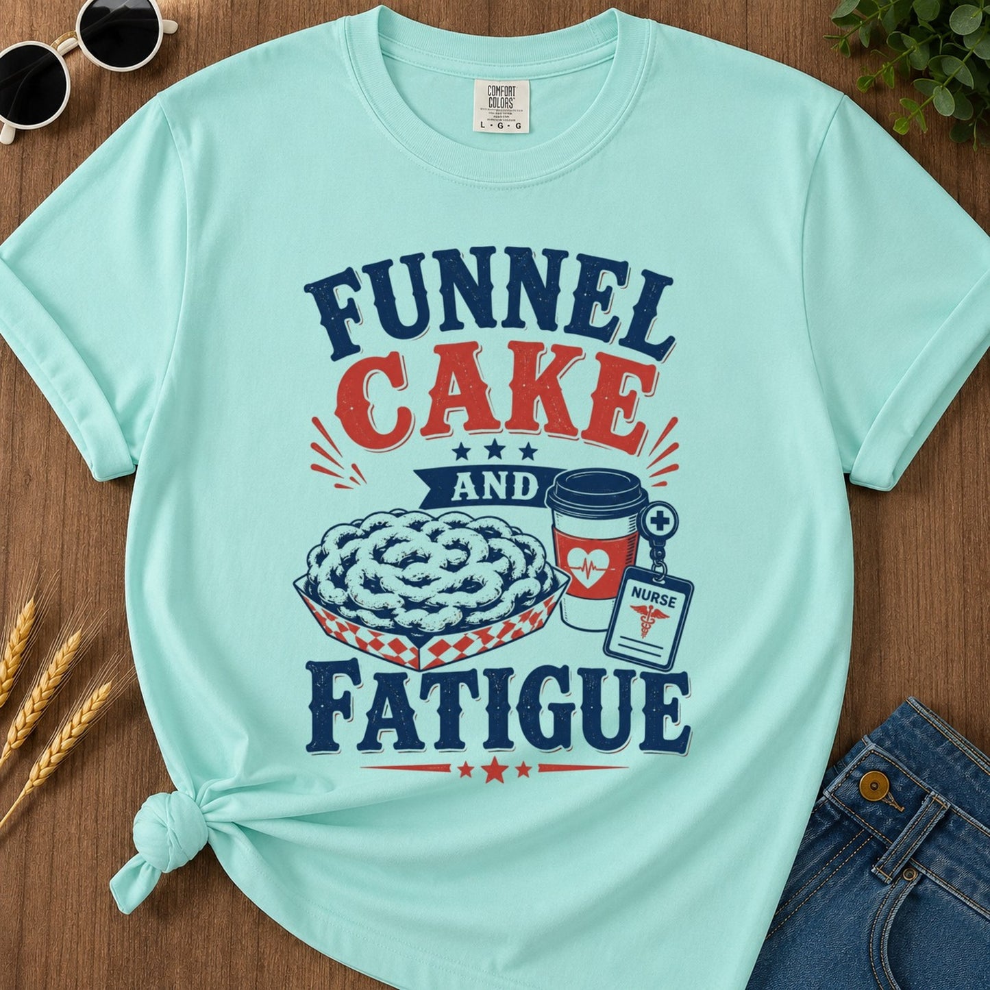 Funnel Cake Fatigue T-shirt - Chalky Mint Mockup