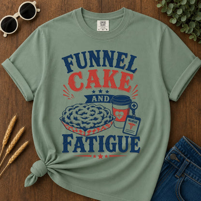Funnel Cake Fatigue T-shirt - Light Green Mockup