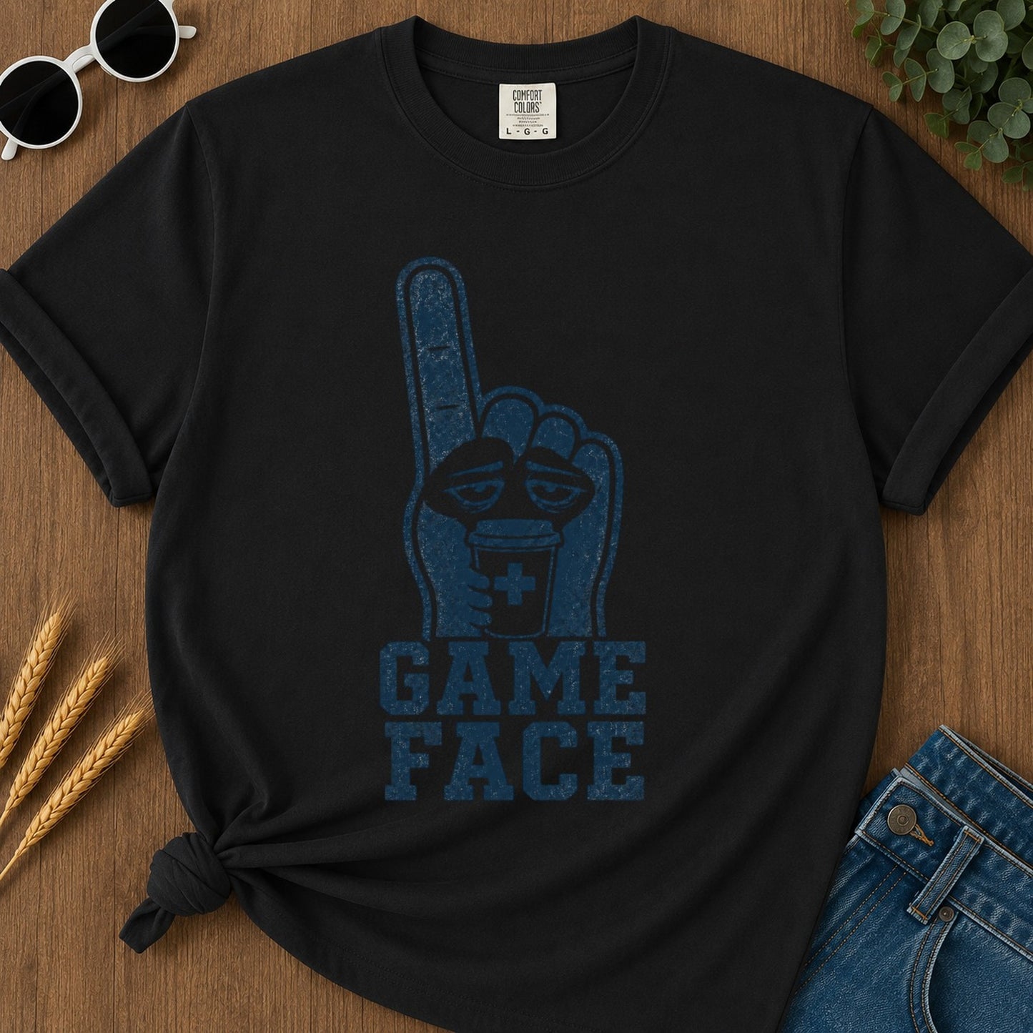 Game Face T-shirt - Black Mockup