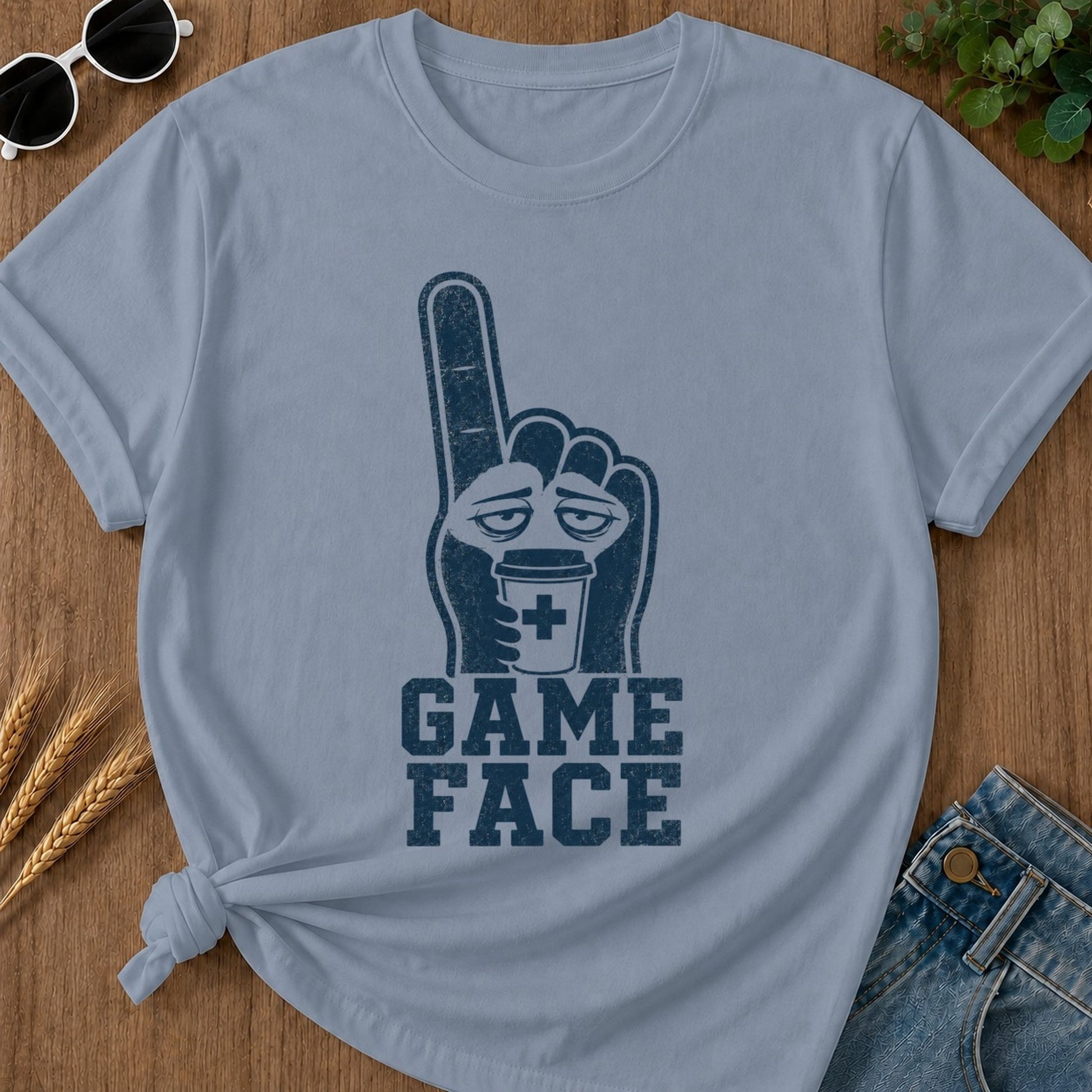 Game Face T-shirt - Blue Jean Mockup