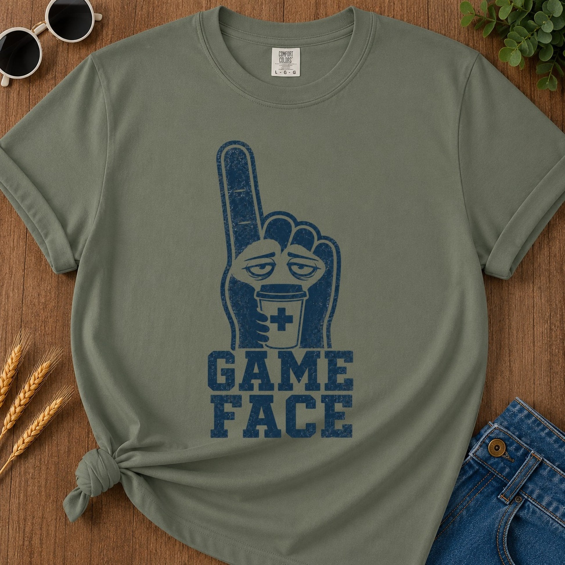 Game Face T-shirt - Moss Mockup