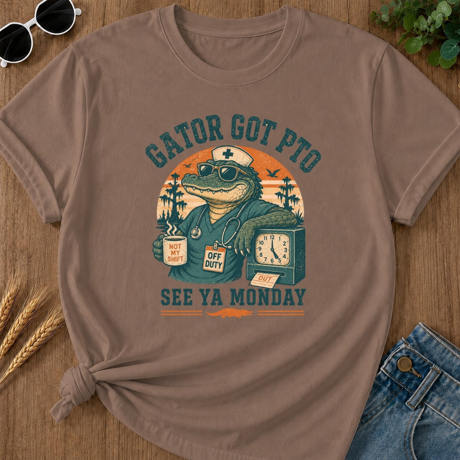 Gator Got Pto T-shirt - Espresso Mockup