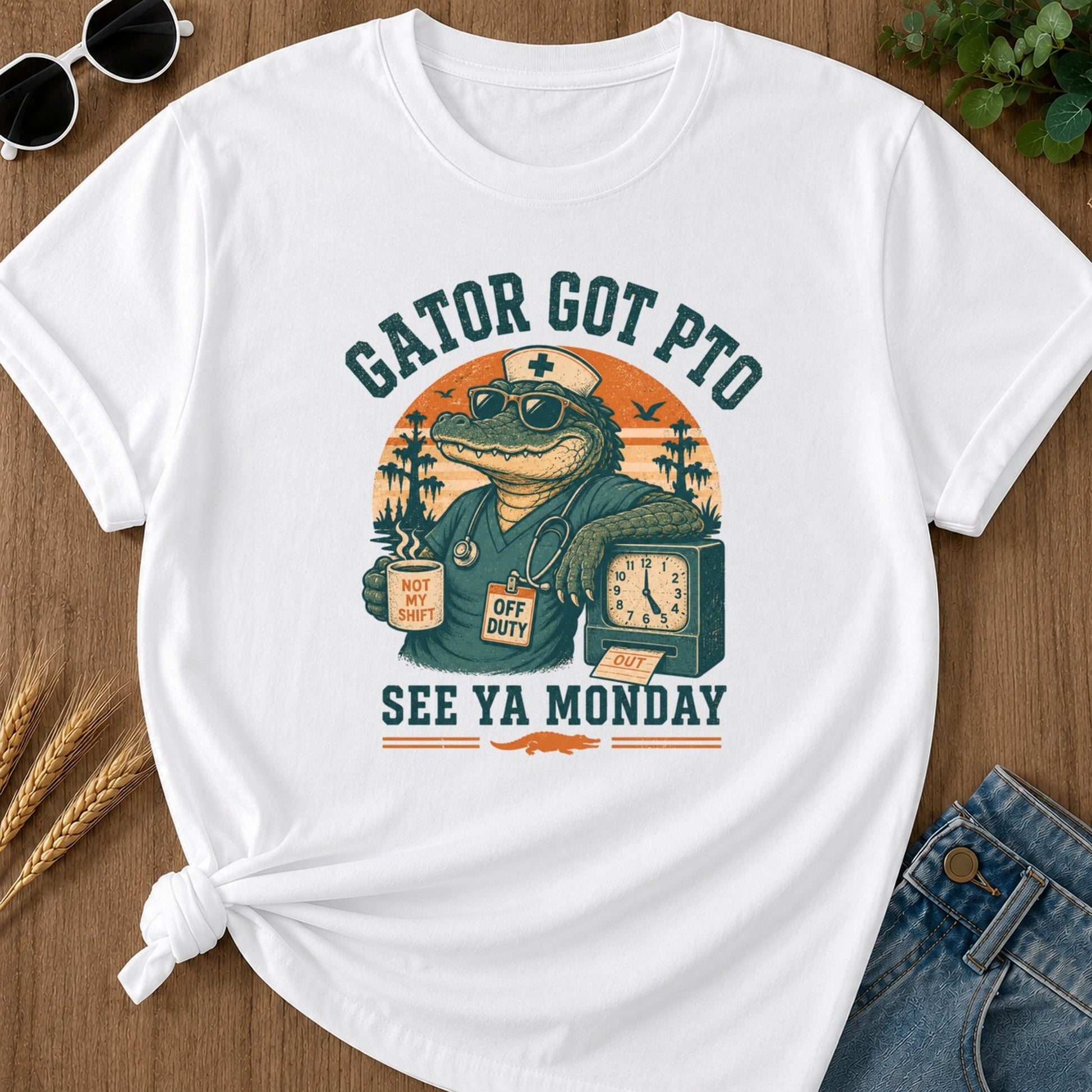 Gator Got Pto T-shirt - White Mockup
