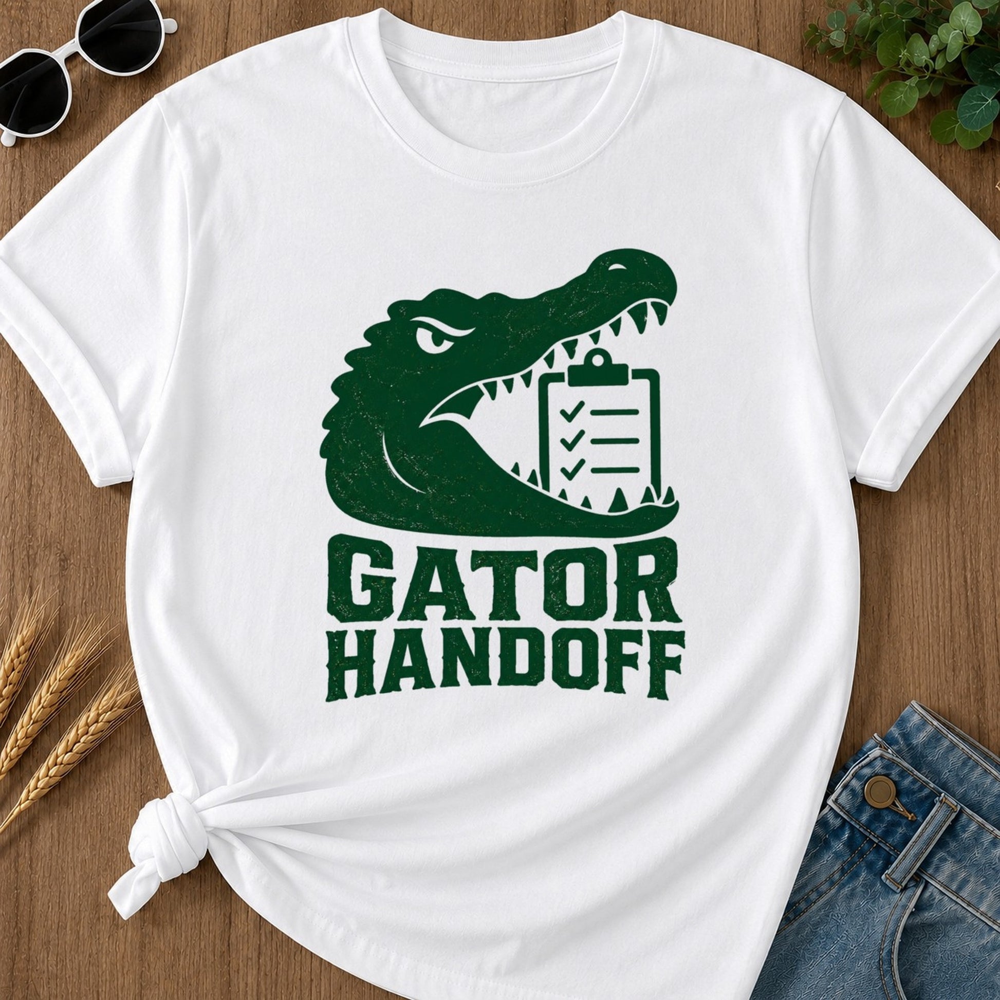 Gator Handoff T-shirt - White Mockup
