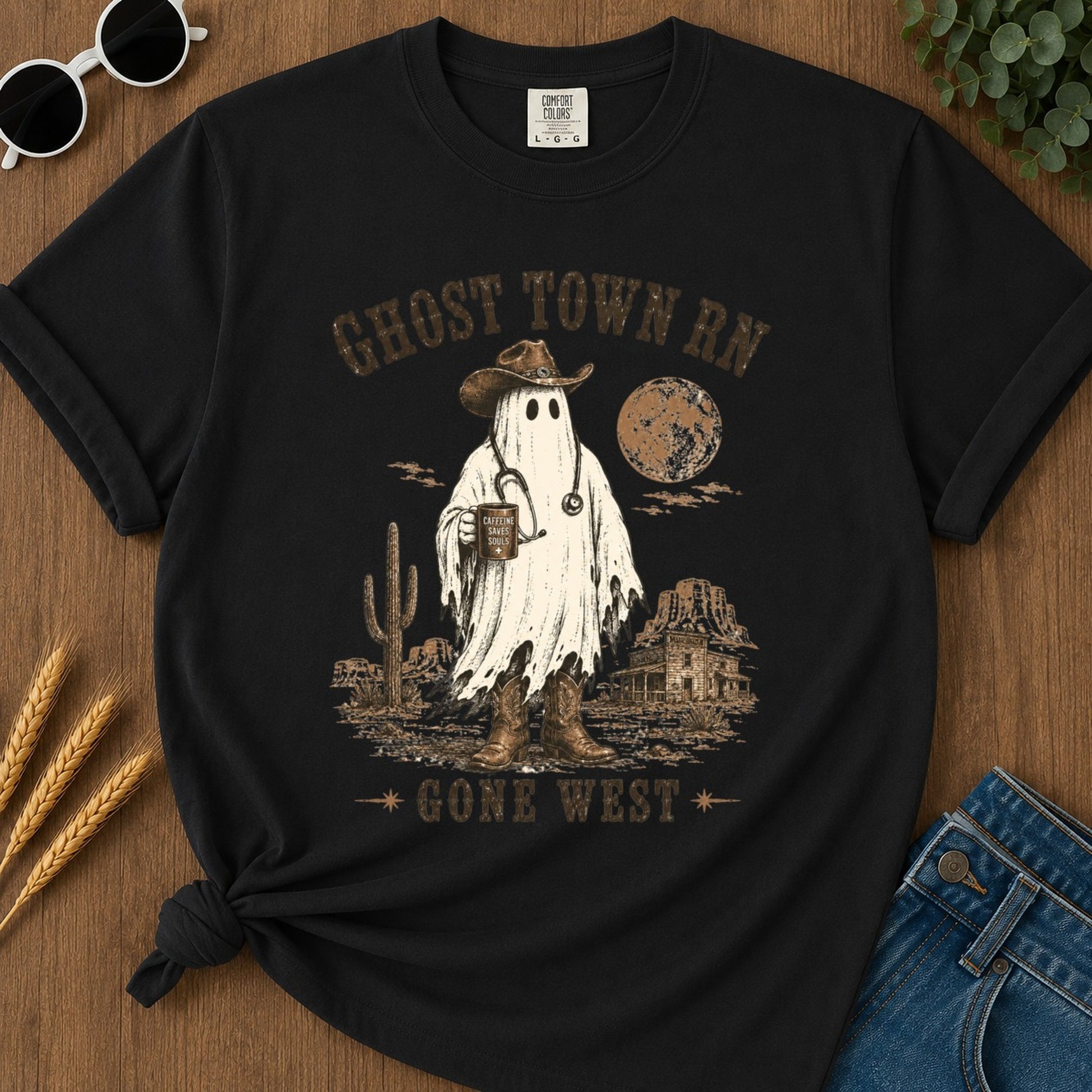 Ghost Town Rn T-shirt - Black Mockup