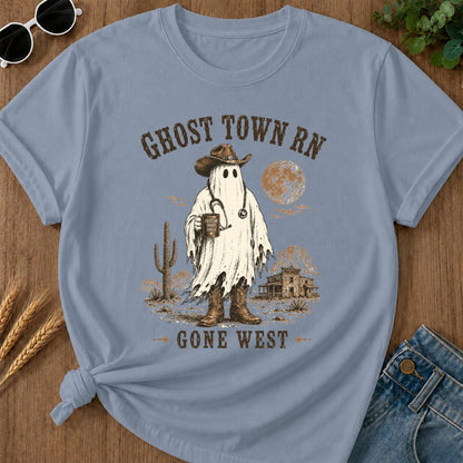 Ghost Town Rn T-shirt - Blue Jean Mockup
