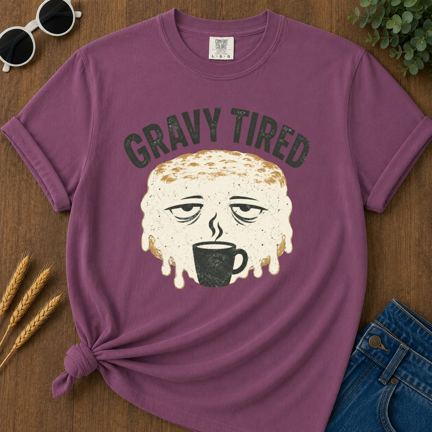 Gravy Tired T-shirt - Berry Mockup