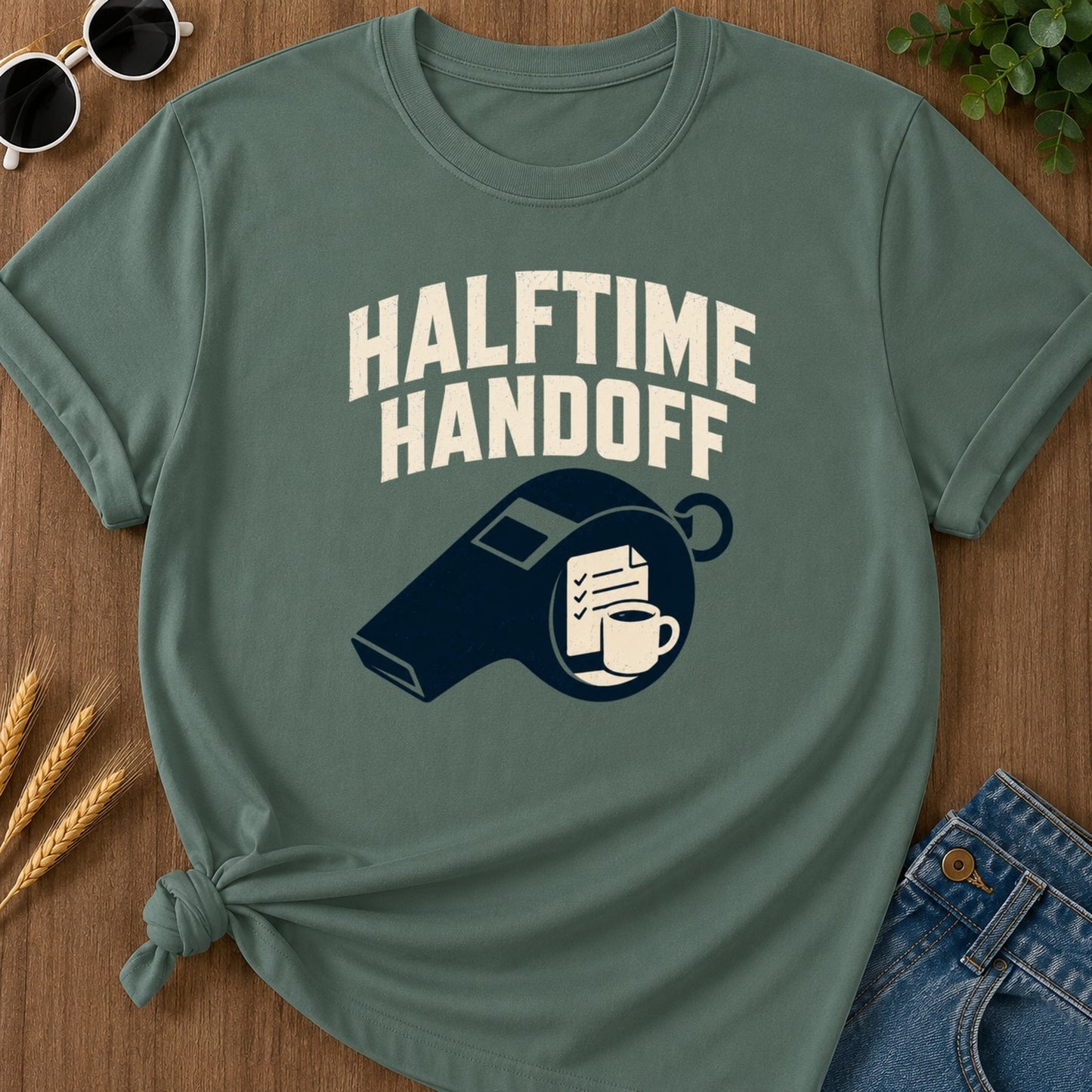 Halftime Handoff T-shirt - Blue Spruce Mockup