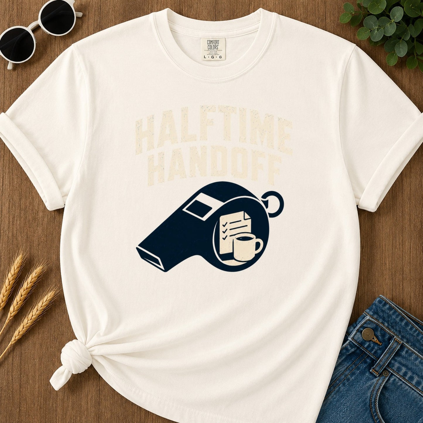 Halftime Handoff T-shirt - Ivory Mockup