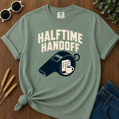 Halftime Handoff T-shirt - Light Green Mockup