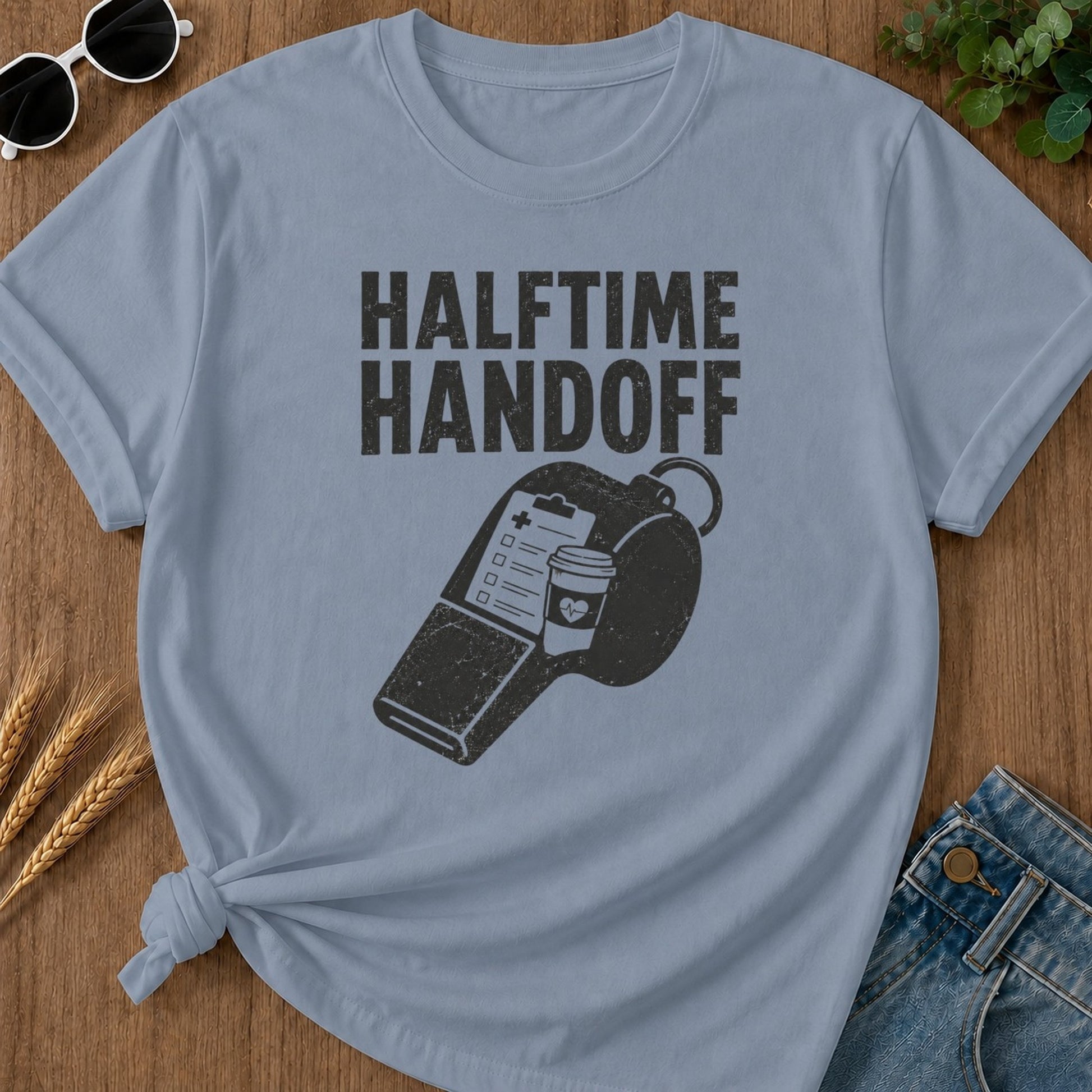 Halftime Handoff Variant T-shirt - Blue Jean Mockup
